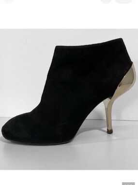 Giuseppe Zanotti Black Suede Ankle Boots with Silver Heel Size 40